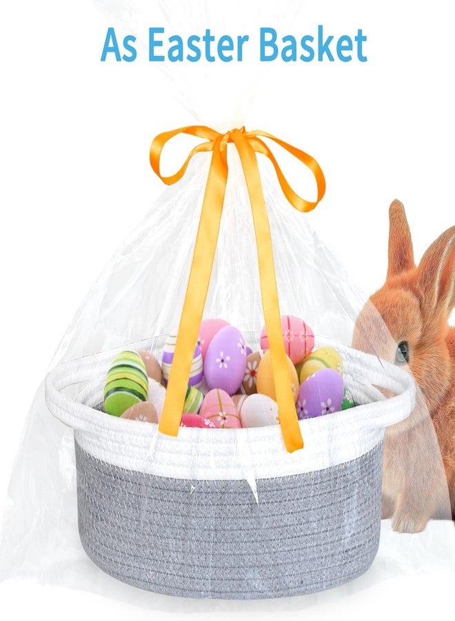 ABenkle Small Basket with Gift Bags and Ribbons, Empty Gift Baskets for Mother's Day, Decorative Boho Rope Woven Nursery Storage Organizer Toy Baskets with Handle for Baby Showers, 12"X 8" X 5" - Image 3